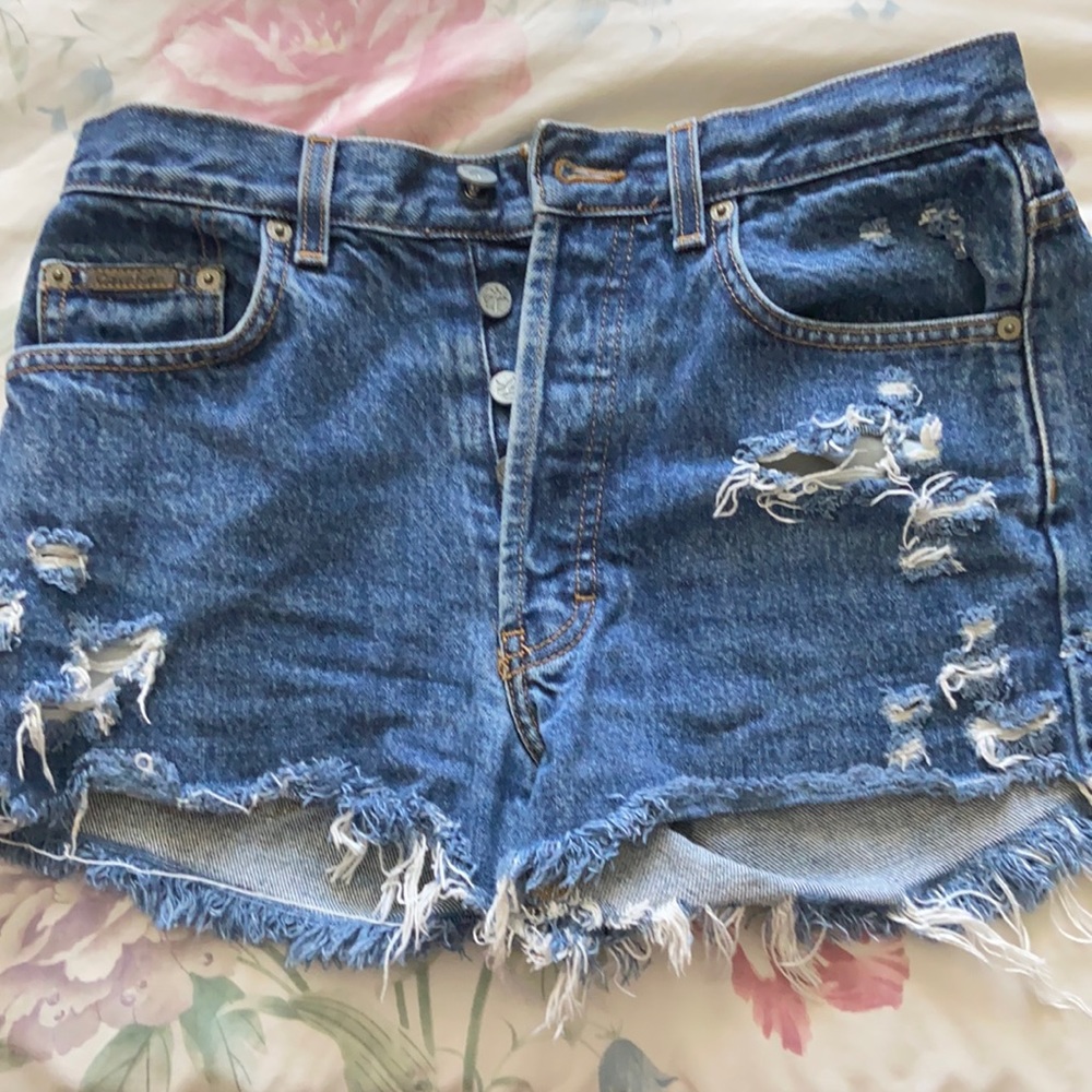 Calvin Klein denim distressed shorts